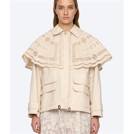 Sea New York MARIE Embroidery Cape Jacket, Cream